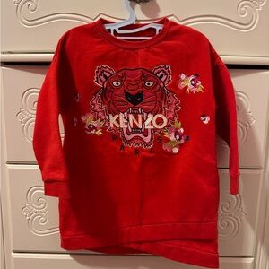 Kenzo Kids Red Sweatshirt with Tiger Embroidery
